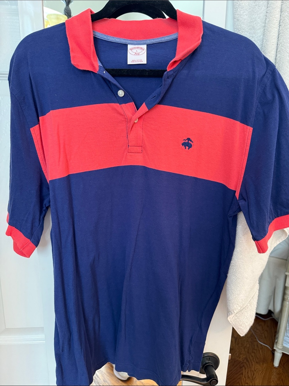 Brooks Brothers Navy Polo with Red Stripe